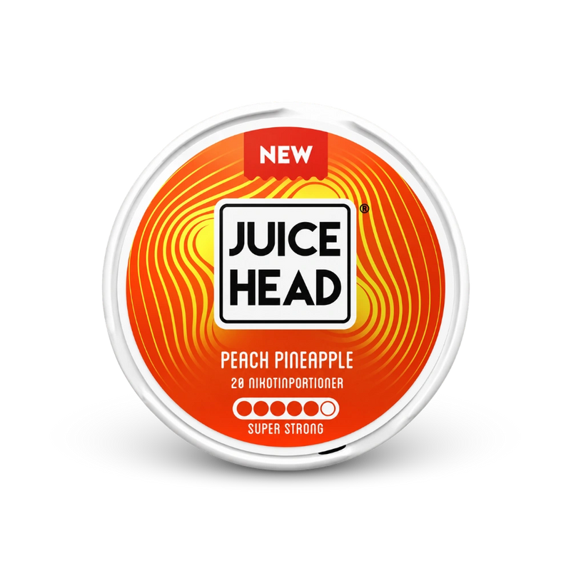 Juice Head Peach Pineapple Super Strong – lattina di bustine di nicotina