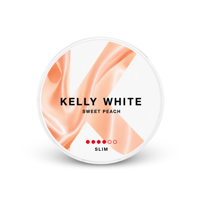 Kelly White Sweet Peach Slim Strong – lattina di sacchetti di nicotina