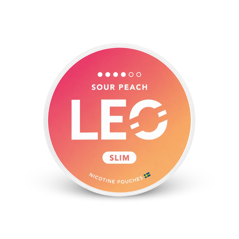 LEO Sour Peach Strong – lattina di sacchetti di nicotina