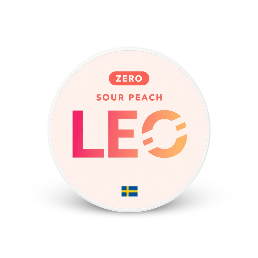 LEO Sour Peach Zero – lattina di buste di nicotina