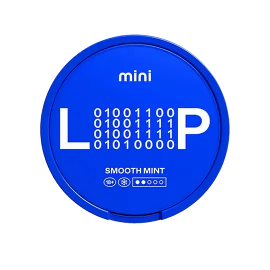 Loop Smooth Mint Mini Nicotine Pouches Dose, confezione blu, Forza Media, Gusto Menta