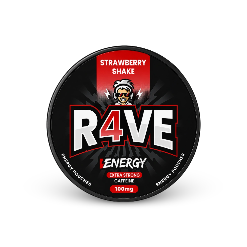 RAVE Energy Strawberry Shake 100mg – lattina di sacchetti di nicotina