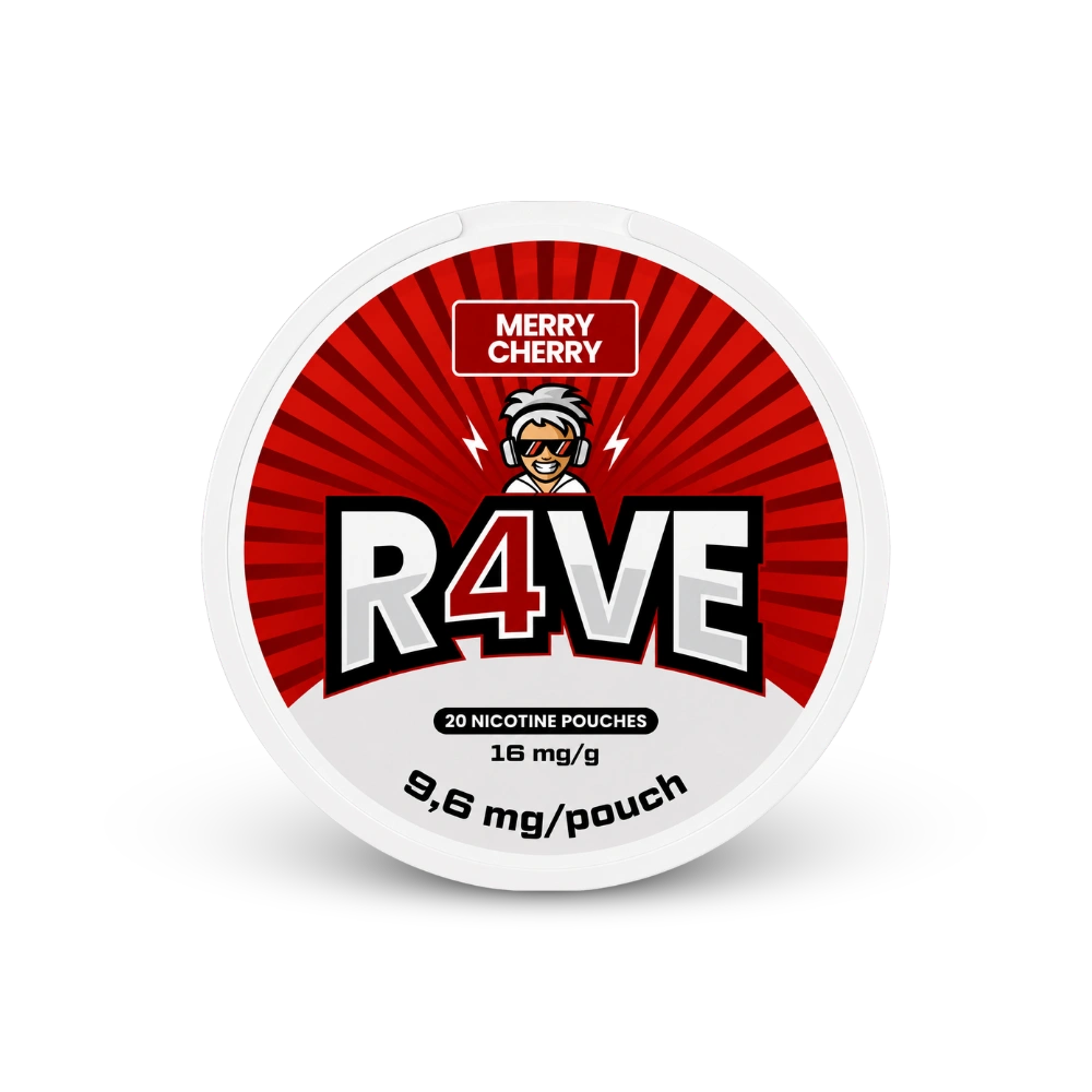 RAVE Merry Cherry 16mg – lattina di sacchetti di nicotina