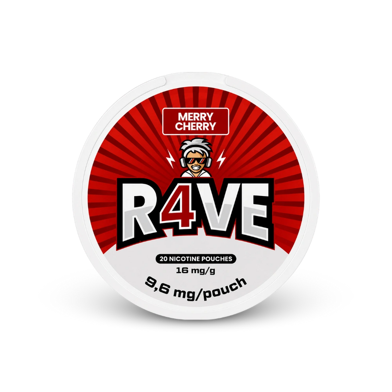 RAVE Merry Cherry 16mg – lattina di sacchetti di nicotina