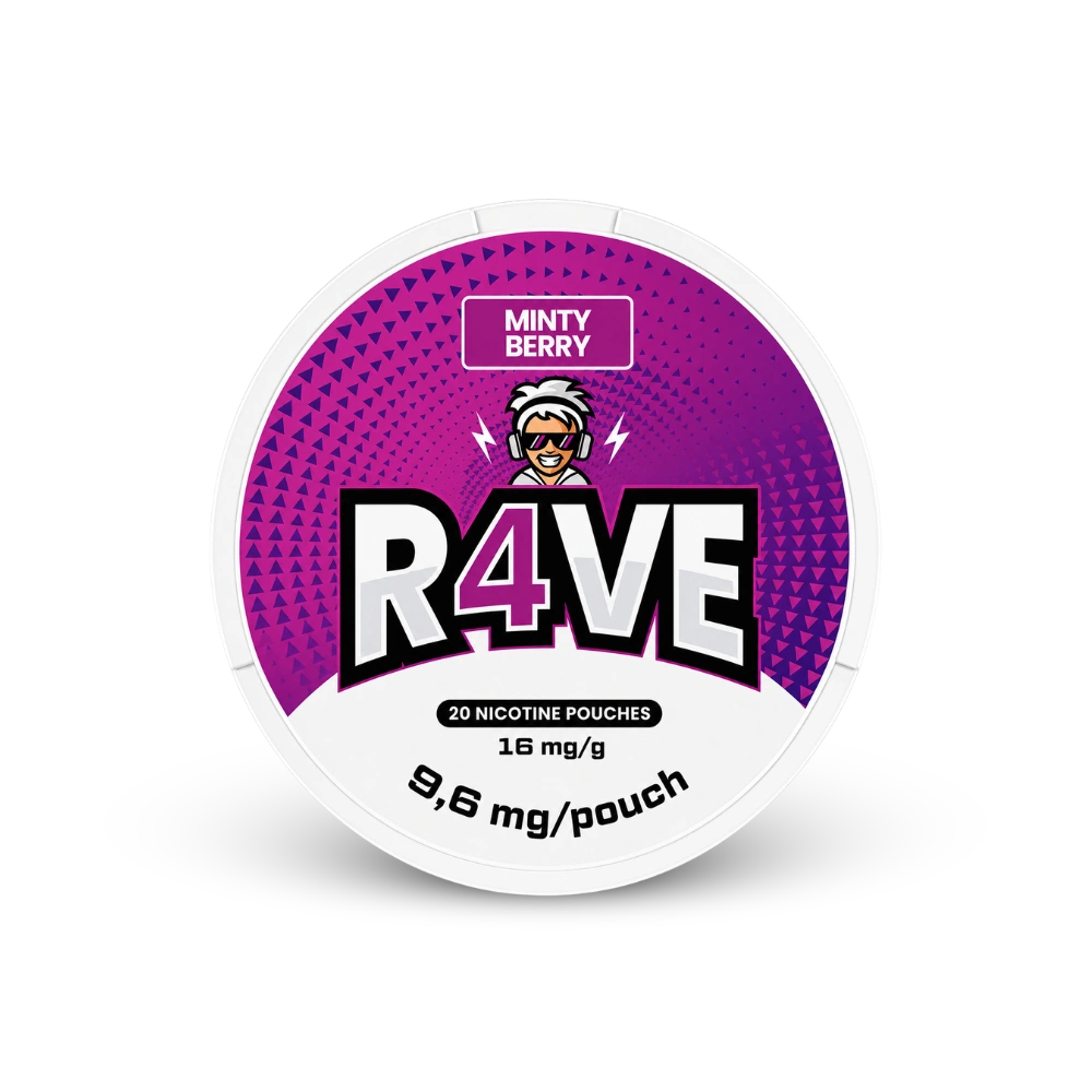 RAVE Minty Berry 16mg – lattina di sacchetti di nicotina