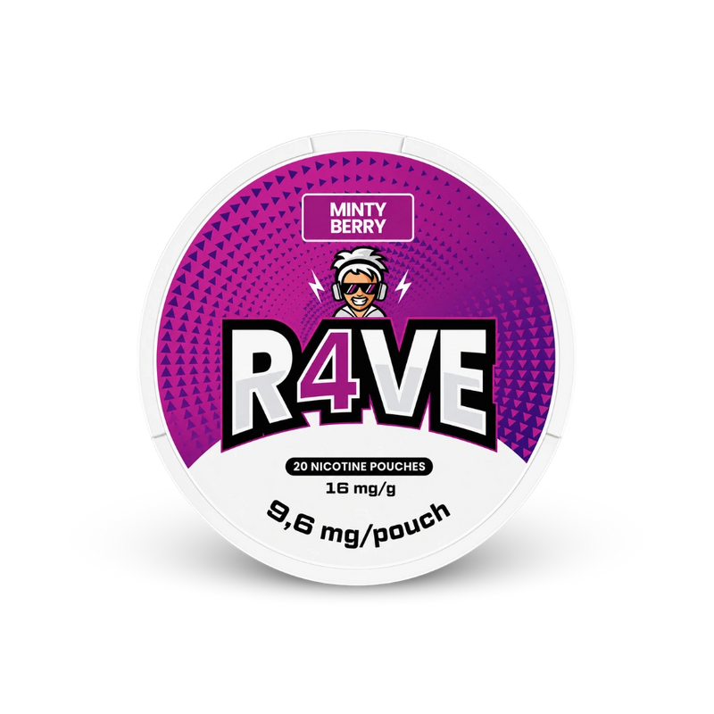 RAVE Minty Berry 16mg – lattina di sacchetti di nicotina