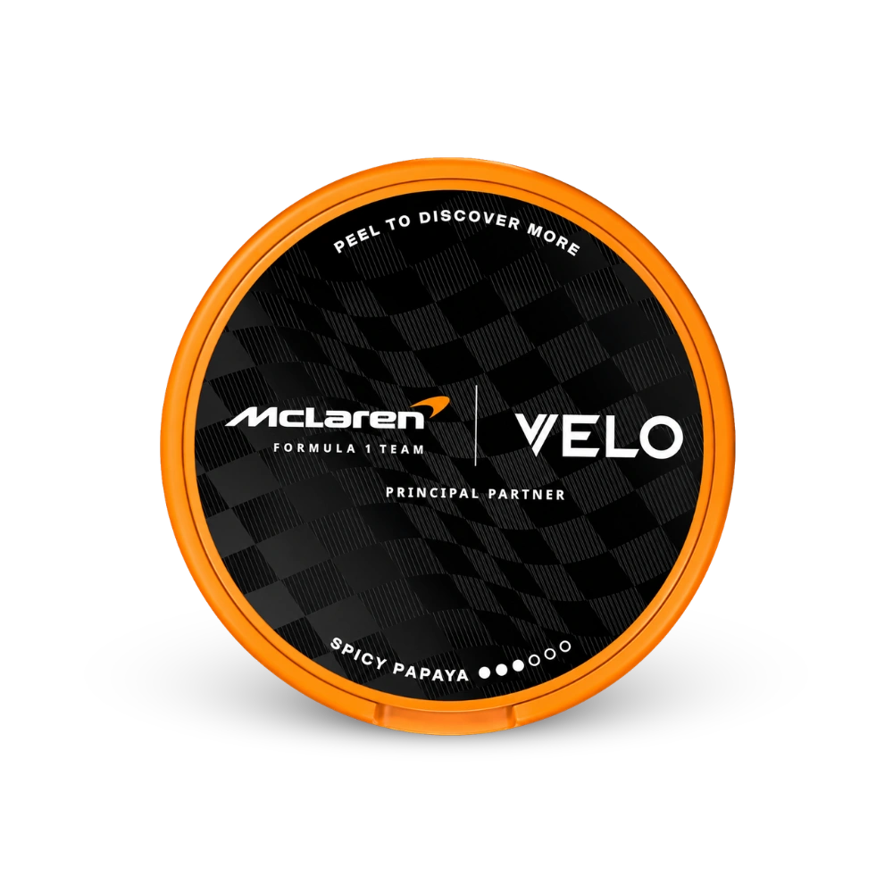 VELO McLaren Spicy Paprika Slim – lattina di sacchetti di nicotina