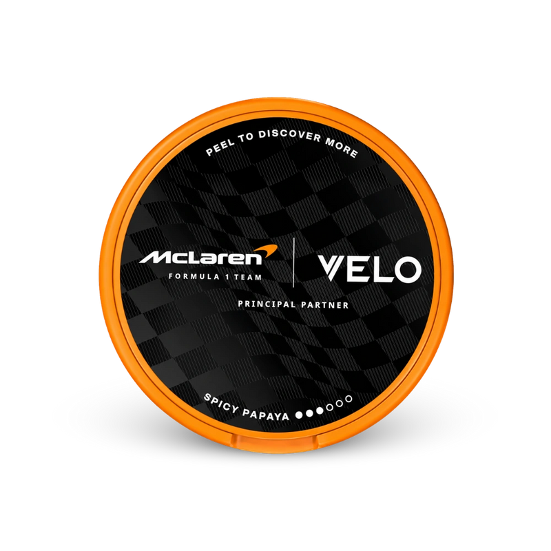 VELO McLaren Spicy Paprika Slim – lattina di sacchetti di nicotina