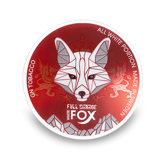Sacchetti di nicotina White Fox Full Charge con design di volpe, aroma di menta, forza forte, formato tutto bianco