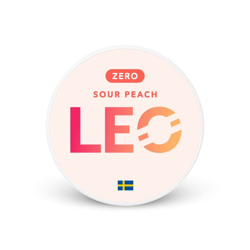 LEO Sour Peach Zero – lattina di buste di nicotina